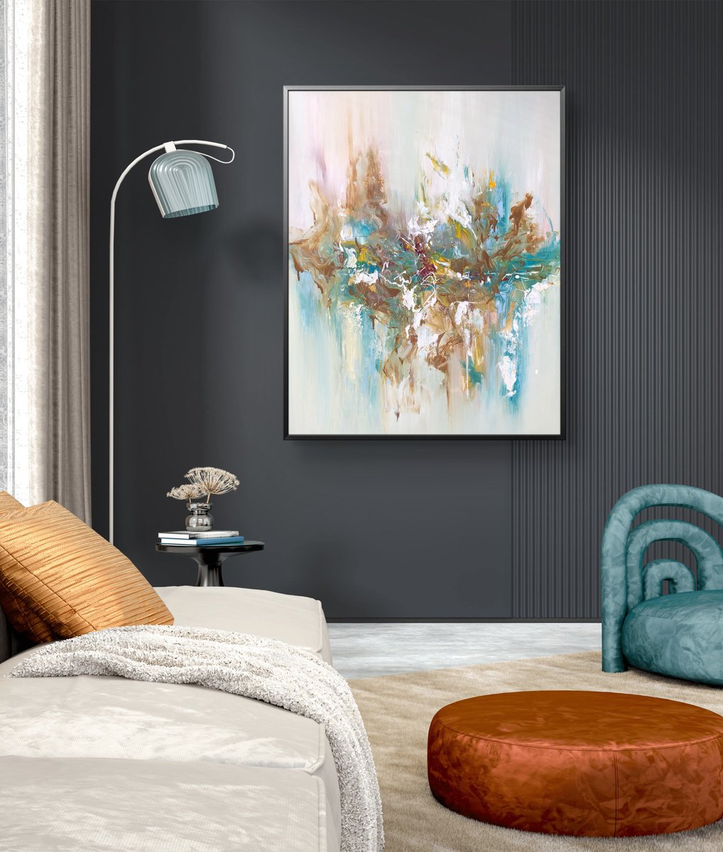 Abstract Acrylic Painting By Snezana Djordjevic, 31 X 39", A Shining Thought, Original Artwork