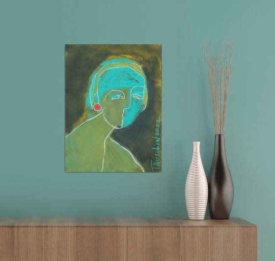 Portrait with a red earring.