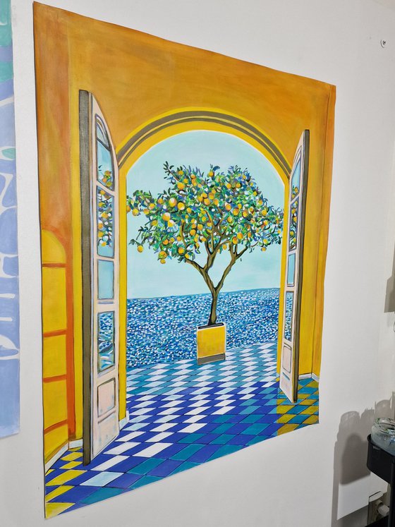 Seascape with lemon tree