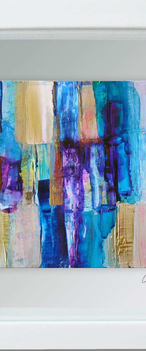 Framed ready to hang original abstract  - Deep water #5 by Carolynne Coulson