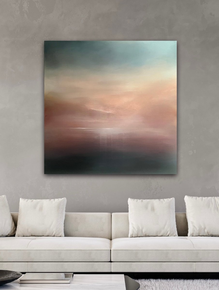 Expressive Landscape Oil Painting By Suzanne Williams, 39 X 39", Foryd, Original Artwork