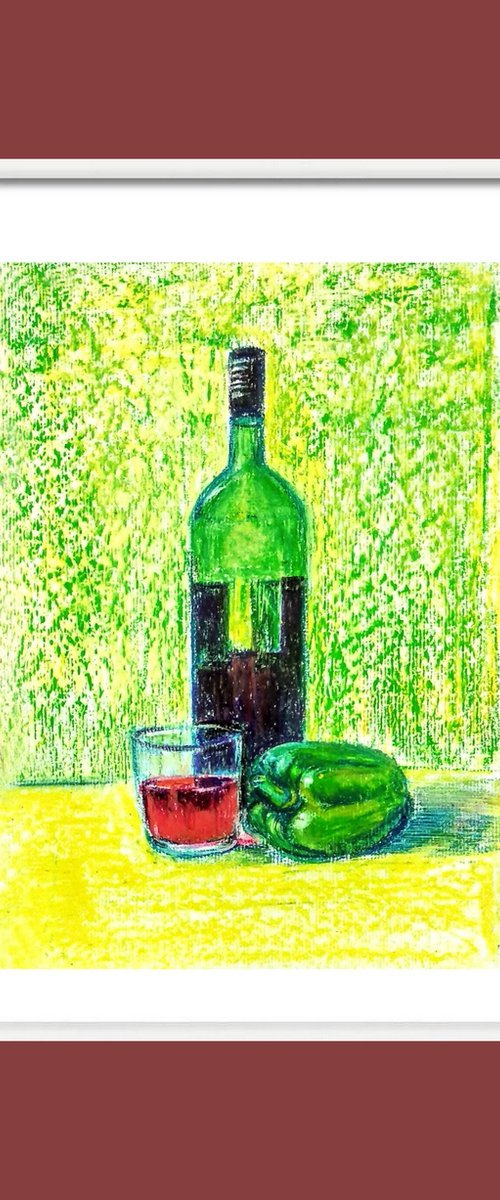 Green Wine Bottle by Asha Shenoy