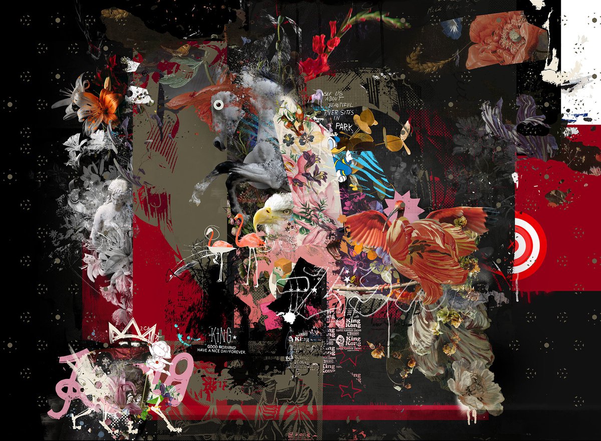 Botanical Painting By Teis Albers, 59 X 39", Have A Nice Day Forever, Original Artwork