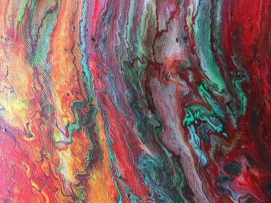 "Up In Flames" - FREE WORLDWIDE SHIPPING - Original Abstract PMS Fluid Acrylic Painting - 24 x 24 inches