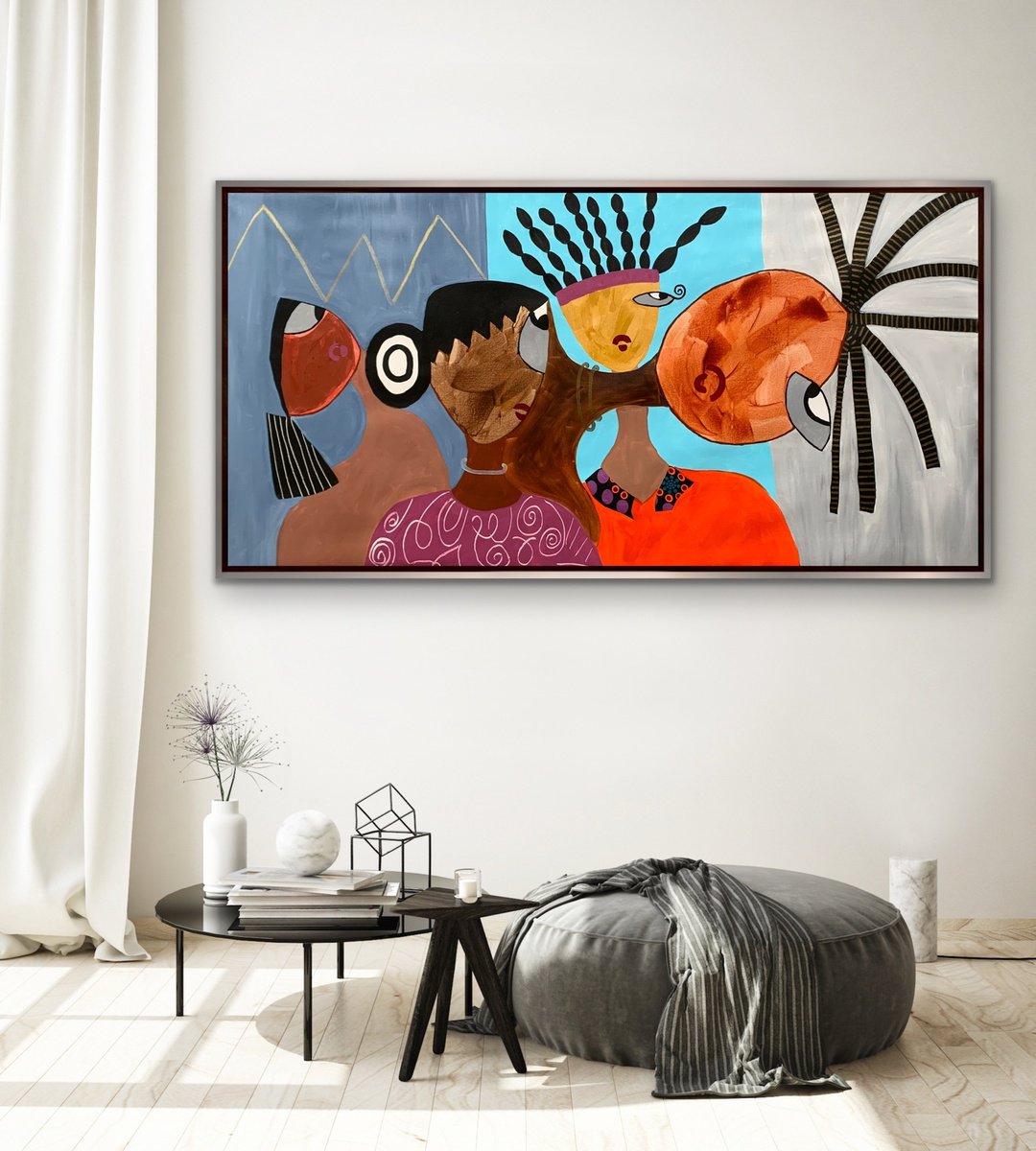 Abstract Portrait Acrylic Painting By Rashna Hackett, 72 X 37", She Who Dreams, Original Artwork