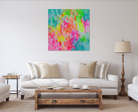 Tranquil 22 - XL 100x100x2 cm Big Painting,  Large Abstract Painting - Ready to Hang, Canvas Wall Decoration