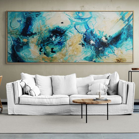 Oceans 240cm x 100cm Textured Abstract Art