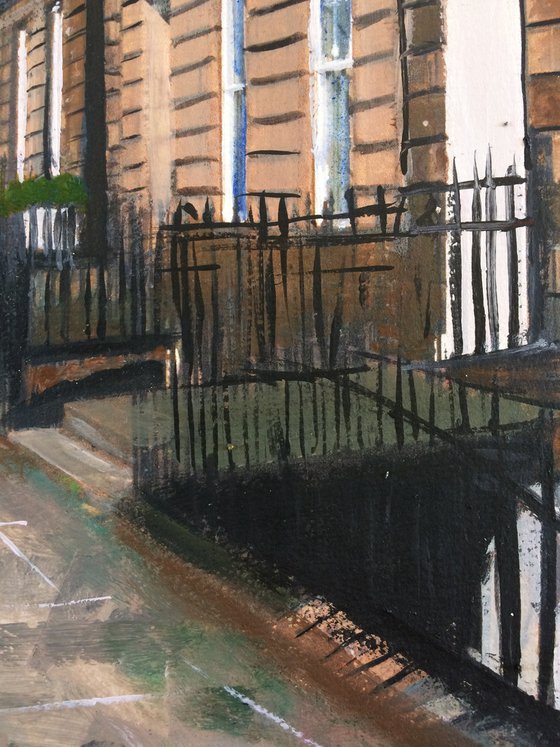 Edinburgh, Railings, Flowers, Shadows