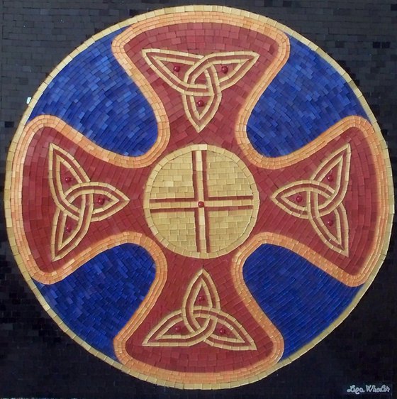 Celtic Shield - mixed media mosaic Celtic art