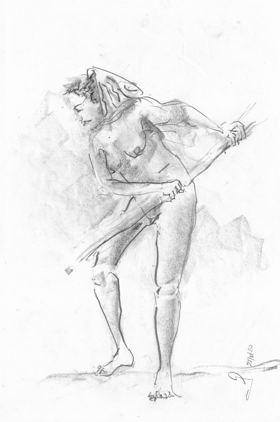 Nude w javelin front Untitled