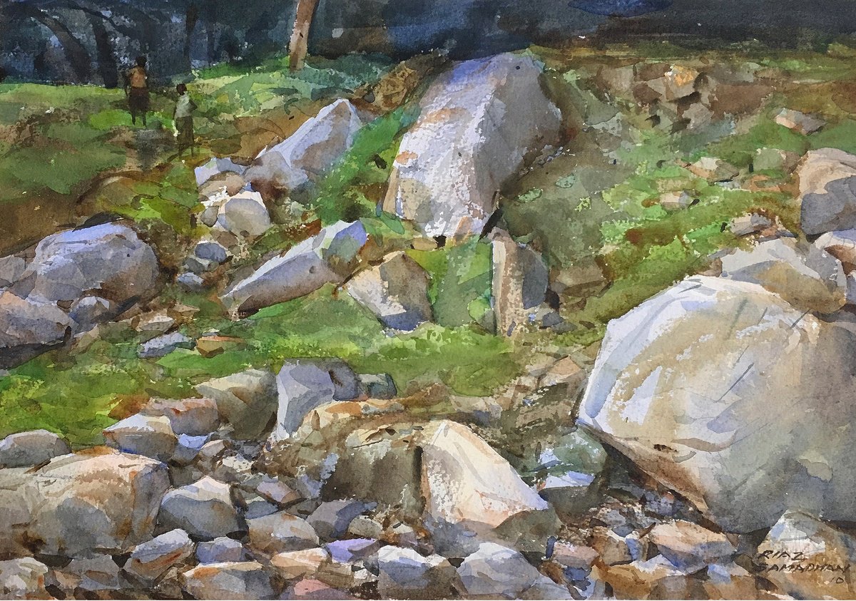 Impressionistic Landscape Watercolour By Riaz Samadhan, 15 X 10", National Park, Mumbai 2, Original Artwork