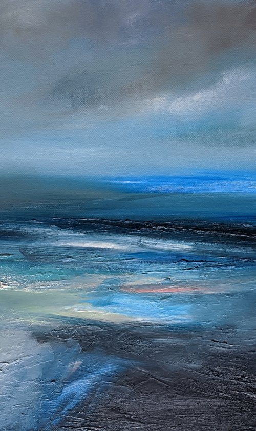 Abstract blue seascape by Jo Earl