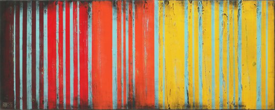 Abstract Painting - Orange Lined Landscape - Ronald Hunter - 21F