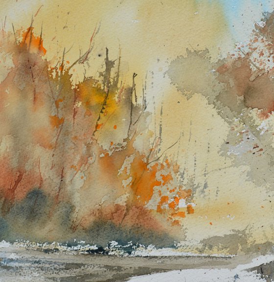 River in autumn  watercolor