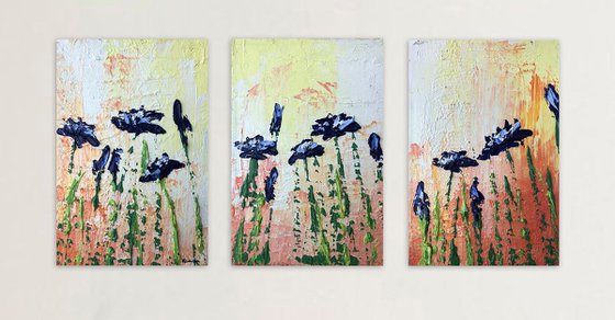 Centáureas en verano (Triptych)