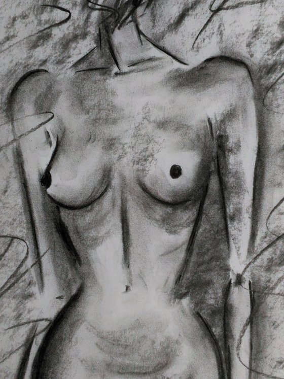 Woman Nude Charcoal Art