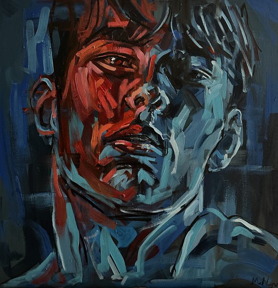 Young man portrait gay queer oil painting