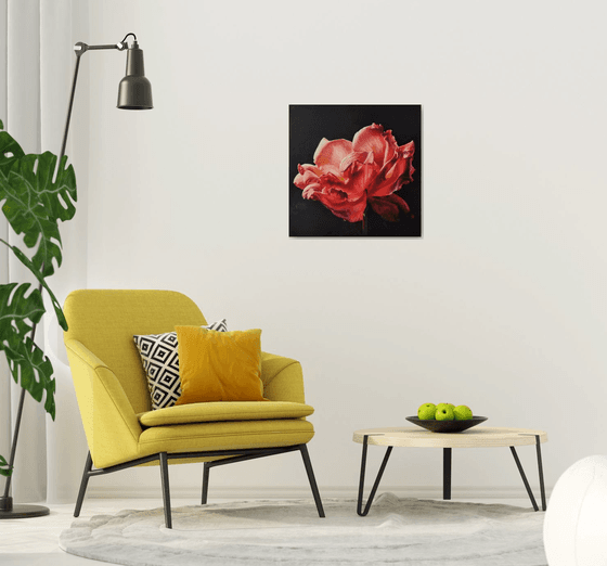 "To the light.  "  rose red flower  liGHt original painting  GIFT (2022)