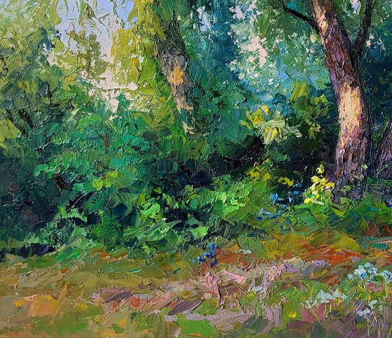 Willows in the summer forest