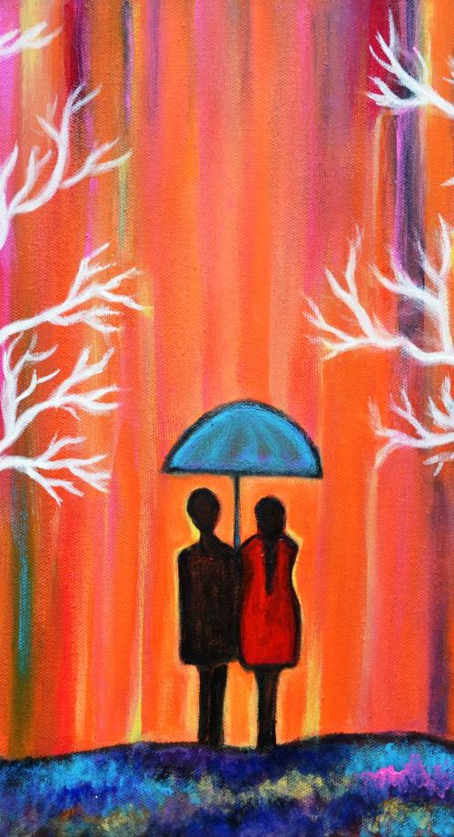Colors Of Love Romantic Colorful Rainy Painting excellent gift art by Manjiri Kanvinde