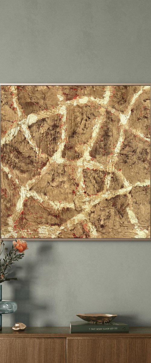 „GILDED FAULTLINES“ 70x70x3 cm by Exclusive Arts