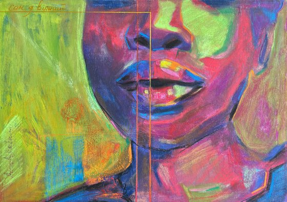 Exploring Identity: Colorful Portrait of an Abstract Vivid Female