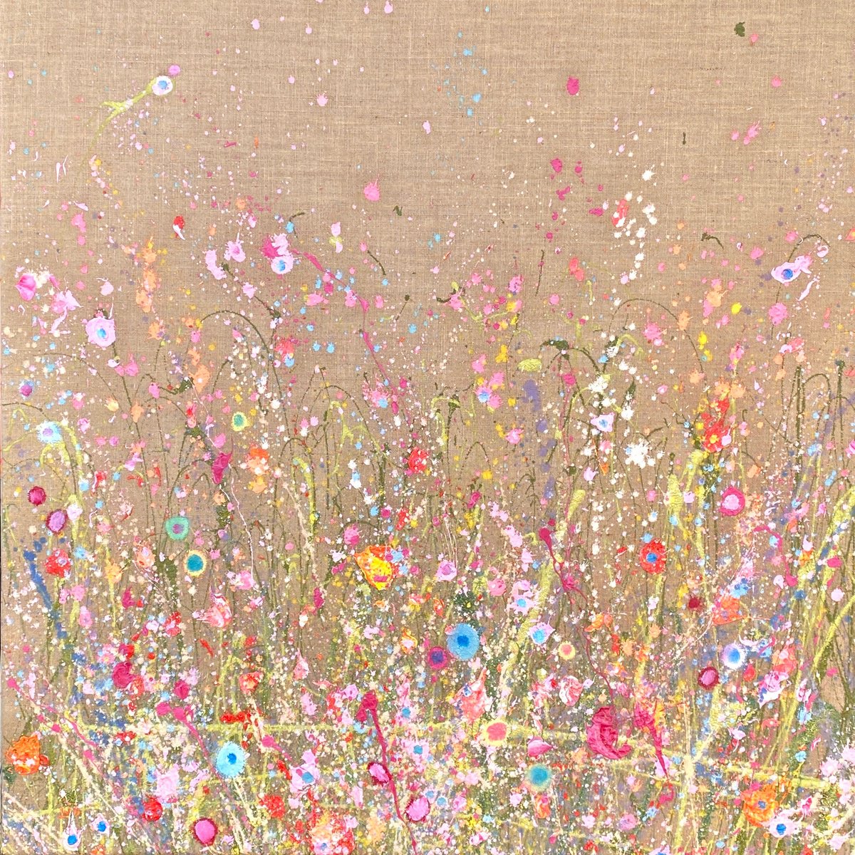 Impressionistic Botanical Oil Painting By Yvonne Coomber, 39 X 39", The Garden Of My Heart, Original Artwork