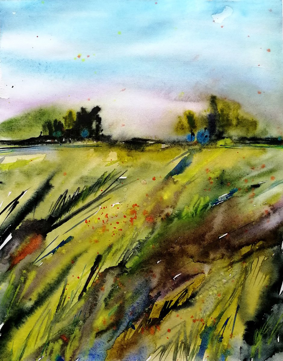 Field watercolor by Marina Zhukova