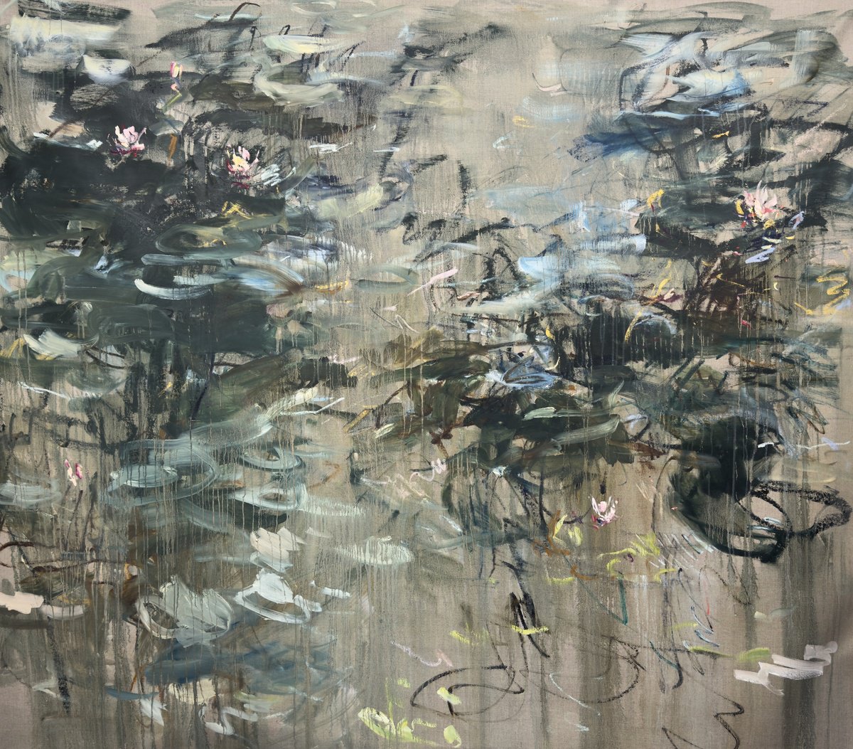 Expressive Abstract Oil Painting By Lilia Orlova-Holmes, 75 X 63", Reflections., Original Artwork