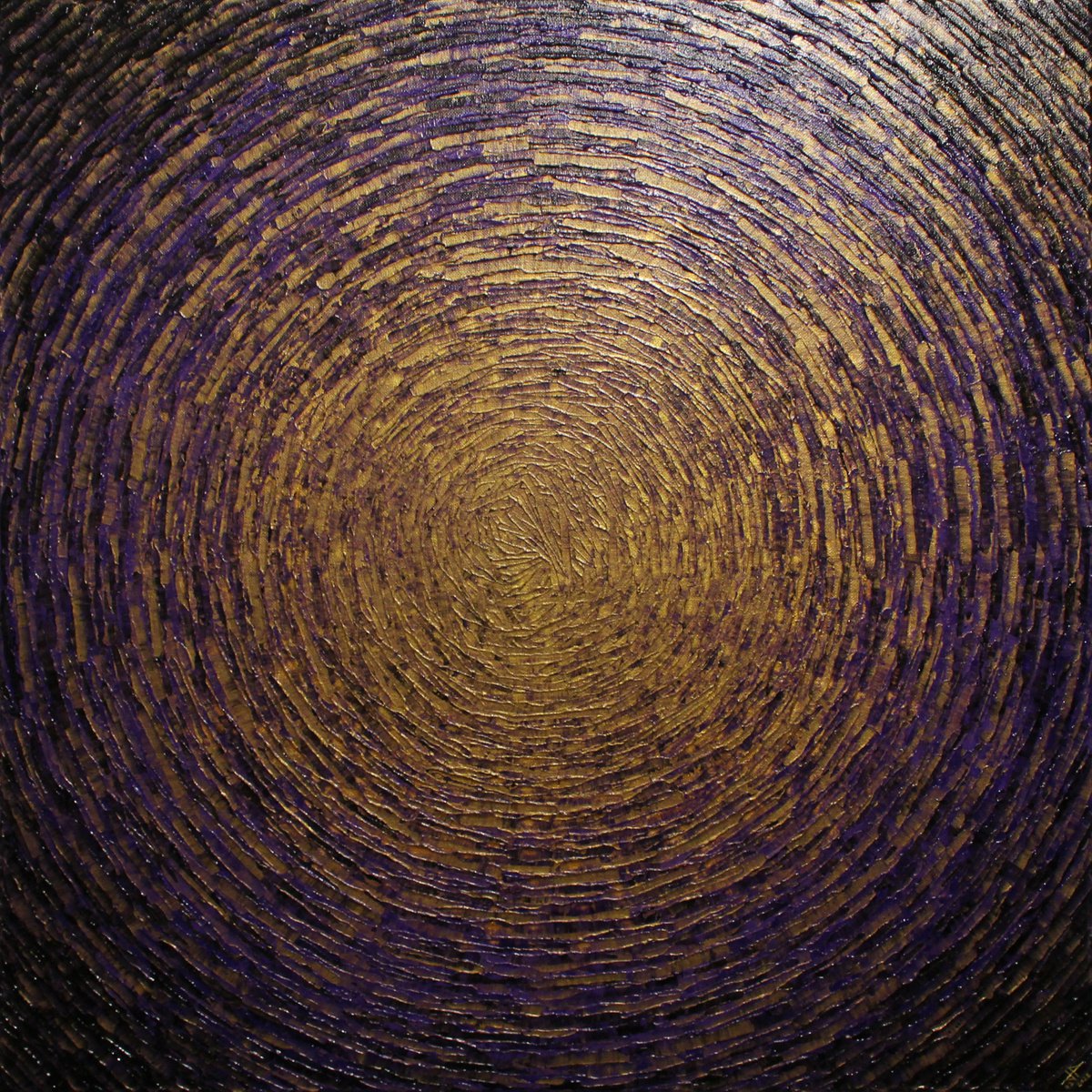 Abstract Acrylic Painting By Jonathan Pradillon, 24 X 24, Purple Gold Shine, Original Artwork