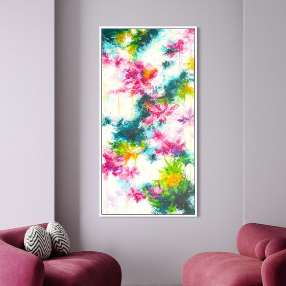 “Floral frequency” large abstract painting