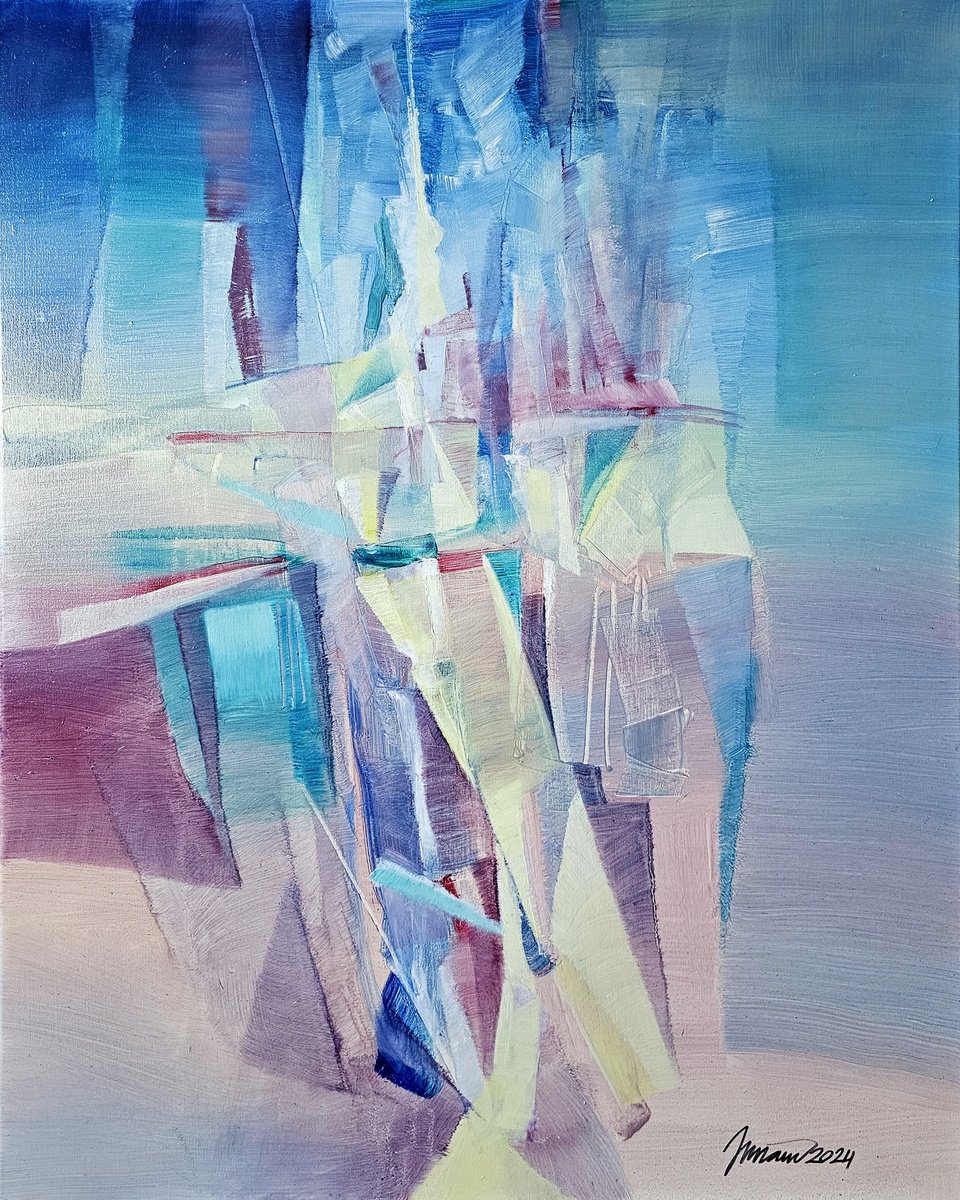 Abstract Oil Painting By Taidakov Nikolai, 31 X 39", Awakening Of The Old City, Original Artwork