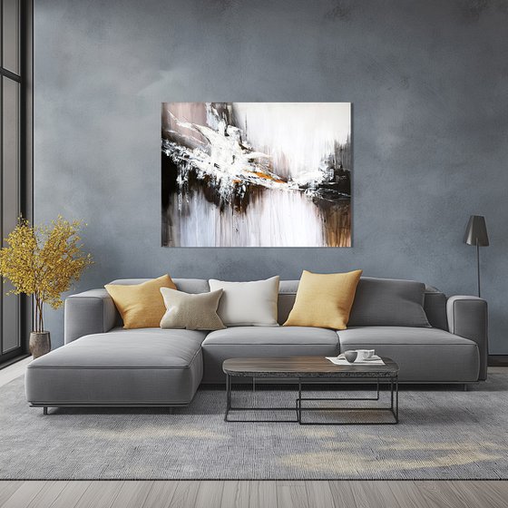 White Surge Over Dark Ground-Black White