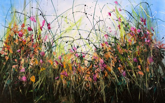 Only Seconds Away #1 - Large 124x 80 cm Original abstract floral painting