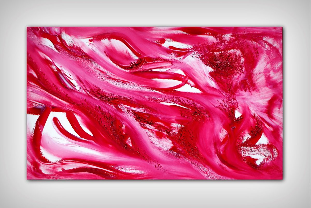Expressive Abstract Oil Painting By Davide De Palma, 39 X 24, Blood, Monochome, Original Artwork