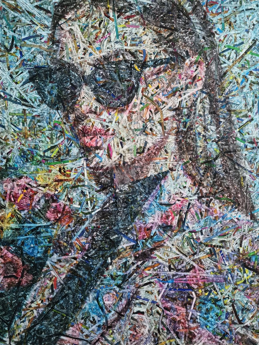 Impressionistic Portrait Collage By Alessio Mazzarulli, 26 X 33, Not Your Doll - 35 (N.710), Original Artwork