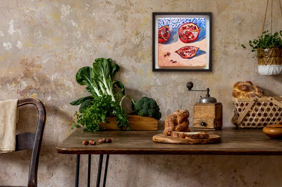 Still life with pomegranates