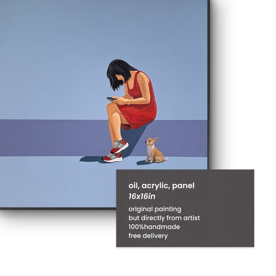 Dog Waiting While You Scroll - Painting