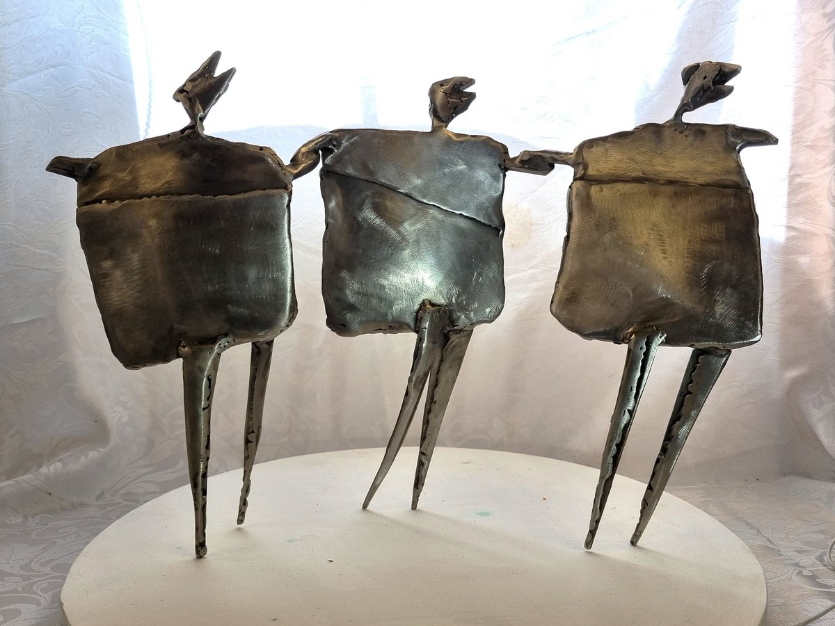 Abstract Portrait Sculpture By Neil Wood, 14 X 20", Running Children, Original Artwork