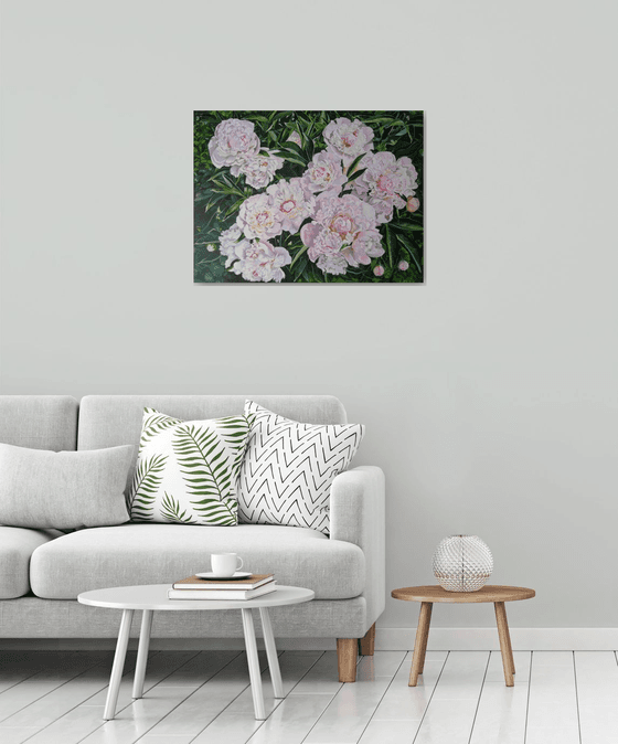 Sunlit Peony Summer Painting