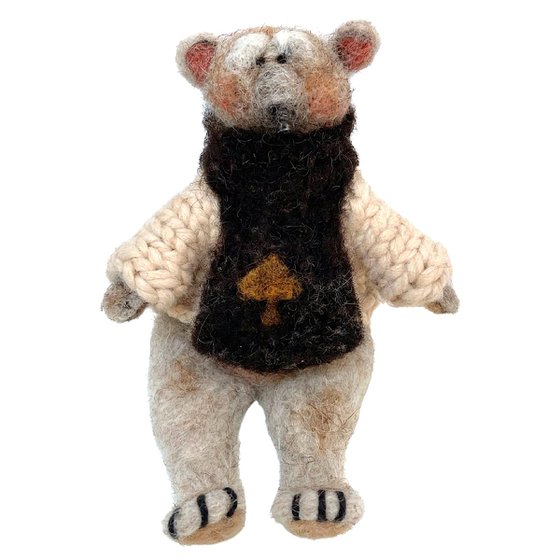 Spade, felted wool polar bear