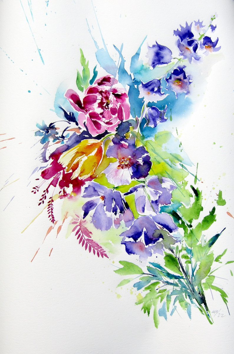 Colorful flowers /70 x 50 cm/ by Kovcs Anna Brigitta