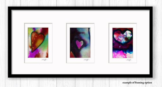 Heart Collection 23 - 3 Small Matted paintings by Kathy Morton Stanion
