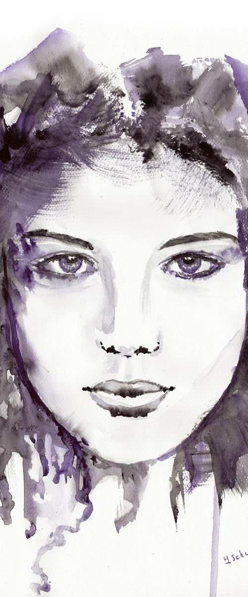 Abstract Watercolour women's portraits series. Cristal by Yulia Schuster