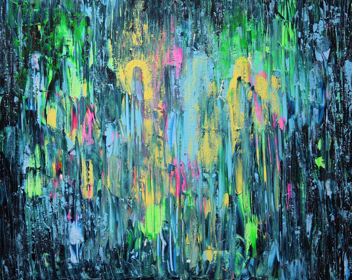 Abstract Acrylic Painting By Denys Kuvaiev, 20 X 16, Light In The Darkness, Original Artwork