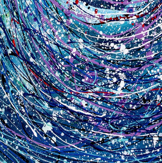 Abstract Star Trails Pollock Inspired Painting on Canvas - 18 "X 24" X 0.5"