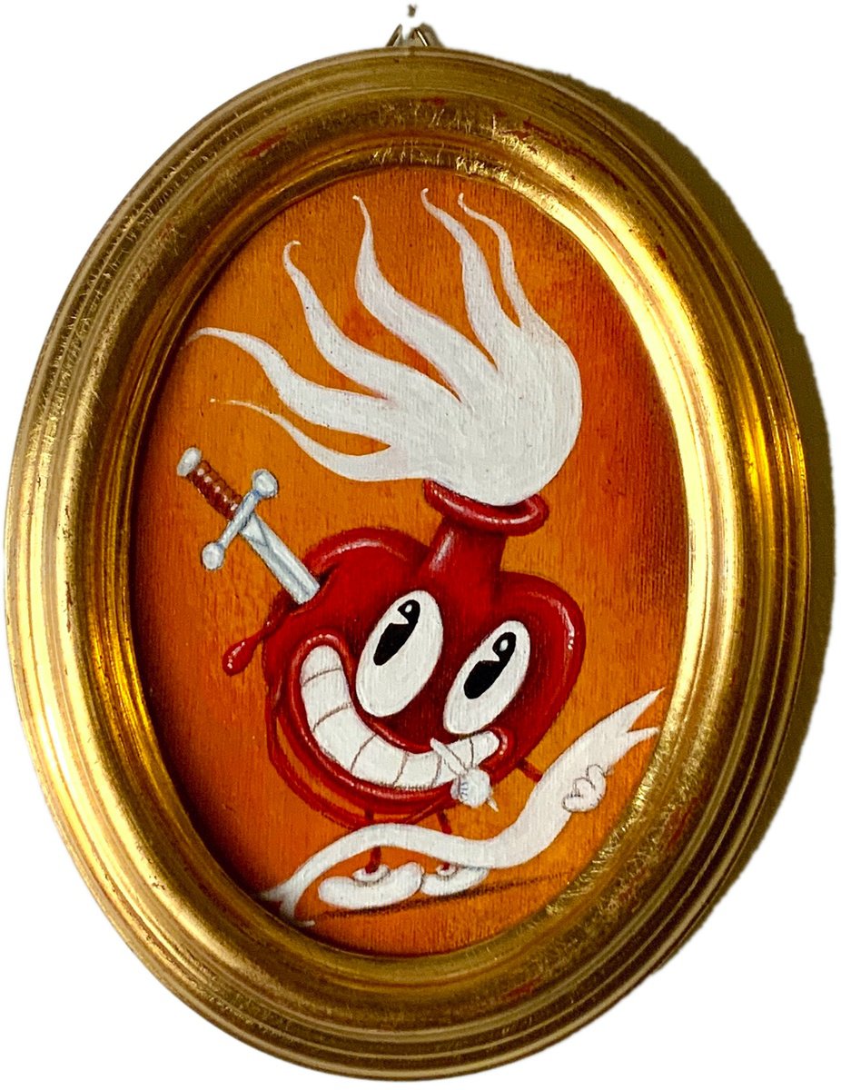 Cartoon Acrylic Painting , 238 - Sacro Cuore By Paolo Andrea Deandrea, 7 X 9, Artwork For Sale On Artfinder
