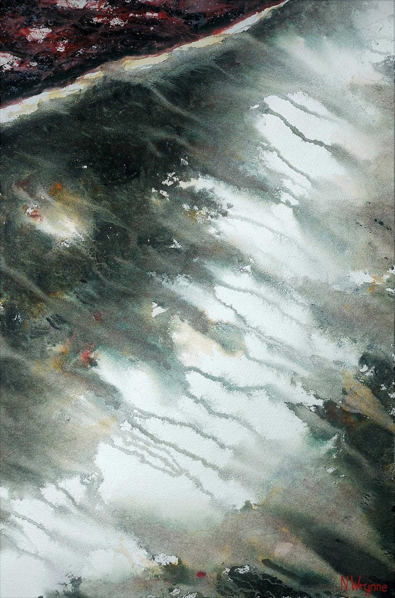 Abstract Landscape Watercolour By Neil Wrynne, 15 X 22", The Calm Hours, Original Artwork