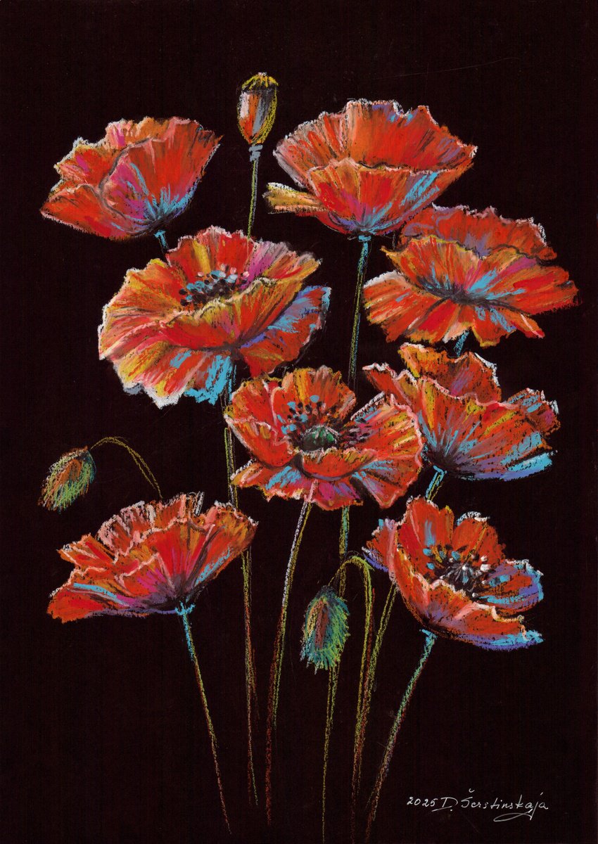 Vibrant Poppies by Danguole Serstinskaja