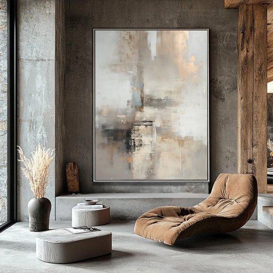 Abstract Gold and Beige Hazy City